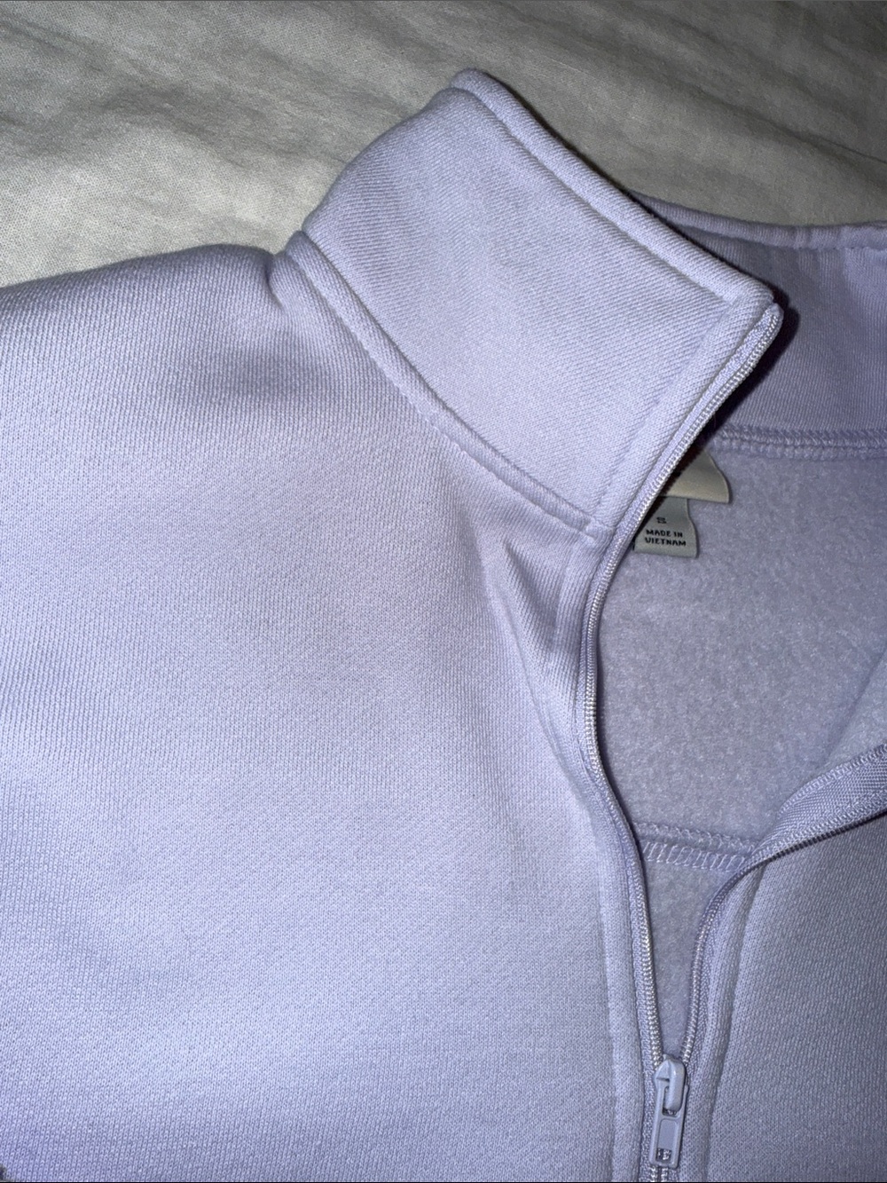Women’s Quarter-Zip Pullover Sweater in Light Lavender - Picture 3 of 3